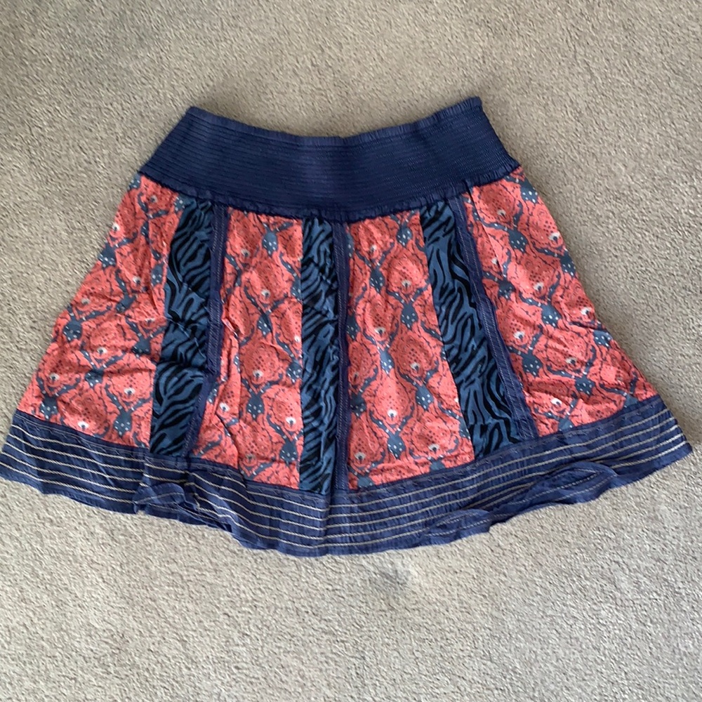 Free People Blue & Orange Zebra Print Mini Skirt
